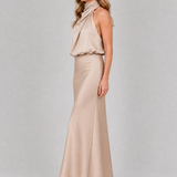 Nadia | Abito Midi Senza Maniche con Scollo Drappeggiato