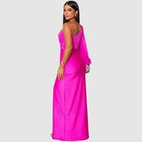 Meda - Elegante maxi abito a spalla unica