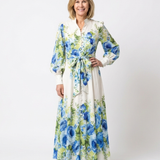 Harper | Abito Maxi a Maniche Lunghe con Fiori e Bottoni