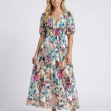 Aurelia | Abito Midi con Scollo a V e Vita Arricciata