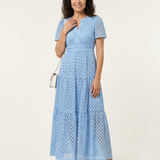 Brielle | Vestito midi a maniche corte con scollo a V e balze