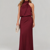 Nadia | Abito Midi Senza Maniche con Scollo Drappeggiato