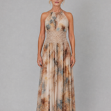 Elvira | Abito Maxi con Scollo All'Americana e Dettaglio in Pizzo
