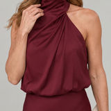 Nadia | Abito Midi Senza Maniche con Scollo Drappeggiato