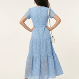 Brielle | Vestito midi a maniche corte con scollo a V e balze