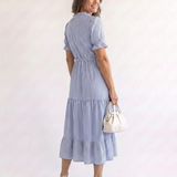 Rossella | Abito Midi a Righe con Maniche Corte