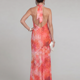 Camilla | Abito Maxi con Scollo Halter e Motivo Stampato