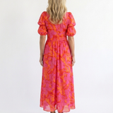 Willa | Vestito Midi con Scollo a V e Maniche a Palloncino