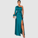 Meda - Elegante maxi abito a spalla unica