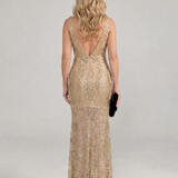 Serena | Vestito Midi con Pannello Trasparente e Paillettes