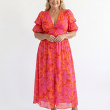 Willa | Vestito Midi con Scollo a V e Maniche a Palloncino