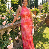 Camilla | Abito Maxi con Scollo Halter e Motivo Stampato