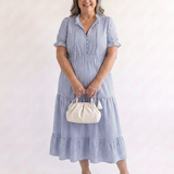Rossella | Abito Midi a Righe con Maniche Corte