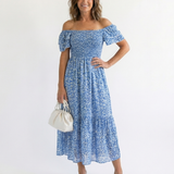 Odette | Vestito Midi Floreale con Spalle Scoperte