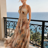 Elvira | Abito Maxi con Scollo All'Americana e Dettaglio in Pizzo