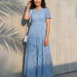 Brielle | Vestito midi a maniche corte con scollo a V e balze