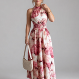 Olivia | Abito Midi con Vita Arricciata e Stampa Astratta