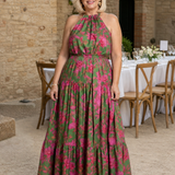 Rowen | Abito Midi con Scollatura Halter Drappeggiato