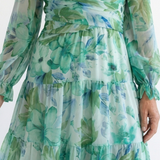Thea | Vestito Maxi Floreale a Maniche Lunghe