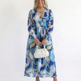 Thea | Vestito Maxi Floreale a Maniche Lunghe