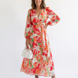 Thea | Vestito Maxi Floreale a Maniche Lunghe
