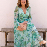 Thea | Vestito Maxi Floreale a Maniche Lunghe