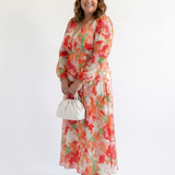 Thea | Vestito Maxi Floreale a Maniche Lunghe