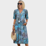 Leontýna – Vestito midi stampato con scollatura a V