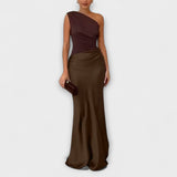 Elegante maxi abito a spalla unica