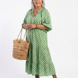 Allegra | Abito Midi a Maniche Tre Quarti con Scollo a V