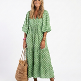 Allegra | Abito Midi a Maniche Tre Quarti con Scollo a V