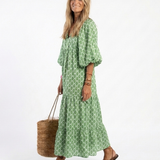 Allegra | Abito Midi a Maniche Tre Quarti con Scollo a V