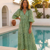Allegra | Abito Midi a Maniche Tre Quarti con Scollo a V