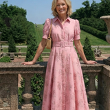 Xanthea | Abito Lungo a Camicia con Cintura Floreale Testurizzata