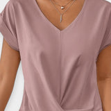 Maglione comodo a maniche corte a forma di V