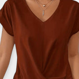 Maglione comodo a maniche corte a forma di V