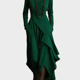 Teresa - Abito maxi in maglia asimmetrica con colletto
