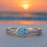 Anello in argento 925 con crisantemo blu