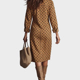 Abito Midi con Stampa a Pois in Ecopelle