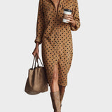 Abito Midi con Stampa a Pois in Ecopelle