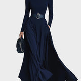Kornelia - Abito maxi in maglia con colletto alto