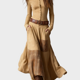 Helena - Abito maxi in suede blu navy con cintura