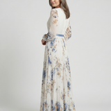 Lavinia | Abito Maxi Floral a Maniche Lunghe e Scollo a V
