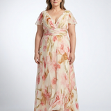 Elara | Abito Maxi Floreale con Maniche Corte a V