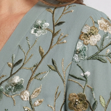 Vivienne | Abito Maxi Floreale con Scollo a V e Maniche Trasparenti
