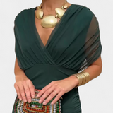Magda - Abito lungo floreale con scollatura a V