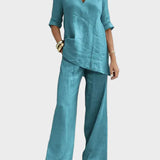 Susana - Set di due pezzi con top a maniche corte e pantaloni dritti