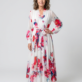 Liliana | Vestito Maxi Avvolgente a Maniche Lunghe con Fantasia Floreale