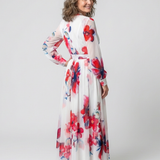 Liliana | Vestito Maxi Avvolgente a Maniche Lunghe con Fantasia Floreale