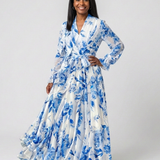 Liliana | Vestito Maxi Avvolgente a Maniche Lunghe con Fantasia Floreale